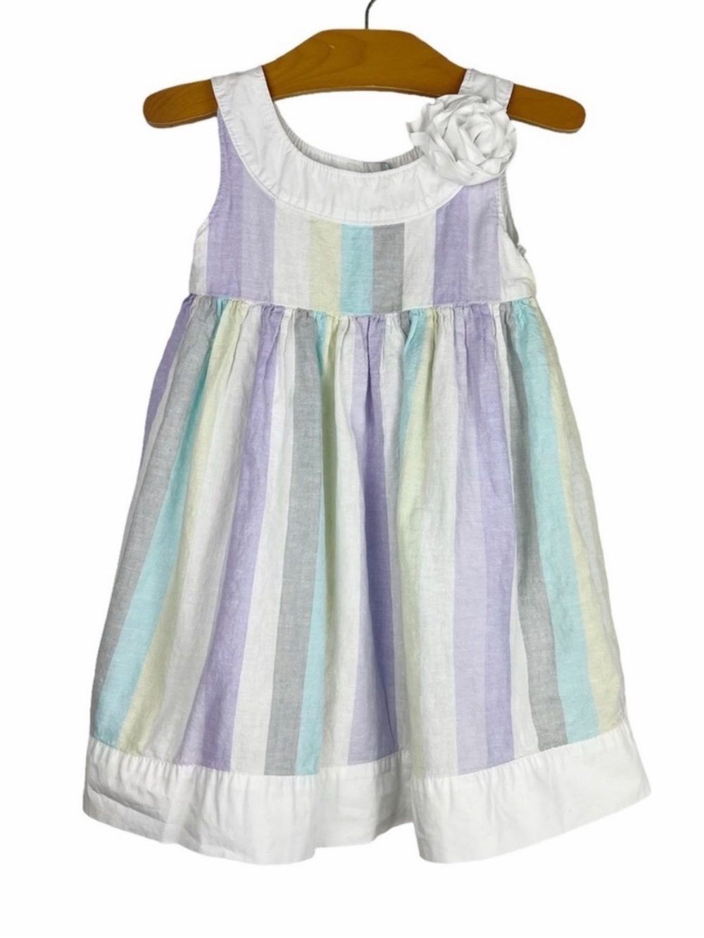 Gymboree Striped Blossom Linen Blend Dress 2015 Tea & Cake Party Size 2T